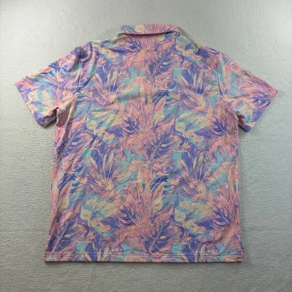Sunday Swagger Golf Polo Shirt Mens XL Pink Floral AOP Bird Multicolor Stretch - Picture 3 of 6